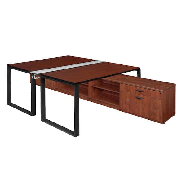 Regency Caranna 60 in. x 24 in. Cherry/ Black Benching System with Low Credenza Storage