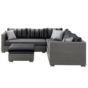 Monaco 4-Piece Wicker Sectional Seating Set with Sunbrella Gray Cushions