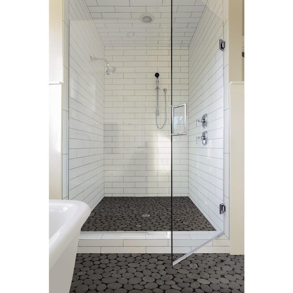 Black Tumbled Marble Pebble Mosaic Tile for Floors and Walls