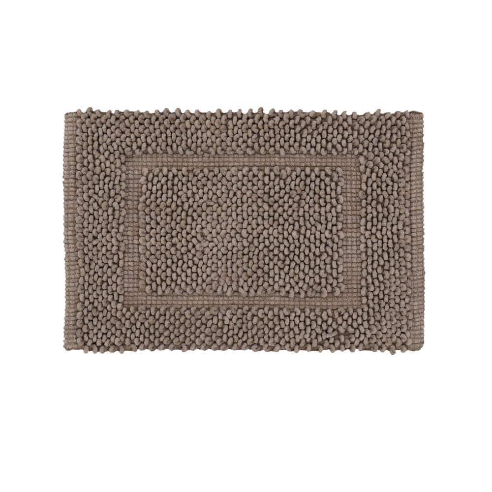 Sophie Border Brown Cotton Chenille Bath Mat 17" x 24"