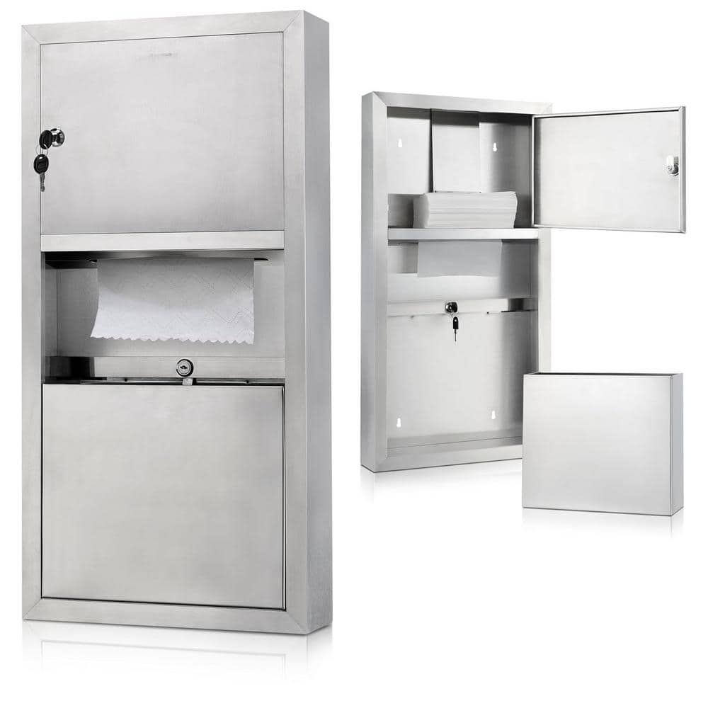 28 in. Surface Mount Commercial Paper Towel Dispenser with 2 Gal. Waste Rec