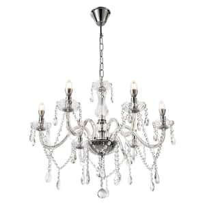 22.83 in. 6-Light Clear Elegant Crystal Raindrop Chandelier for Bedroom Living Room with No Bulbs Included