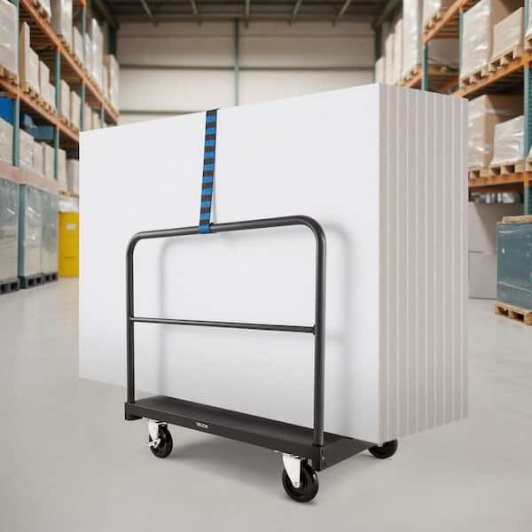 Drywall Cart Dolly, 1800 lbs. Load Capacity, 2-in-1 Steel Panel Truck Cart, 36 x 24 in. Platform Truck, Black