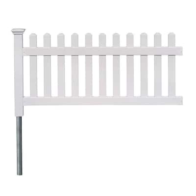 3 ft. x 6 ft. Newport Picket Fence W/Post and No-Dig Steel Pipe Anchor Kit