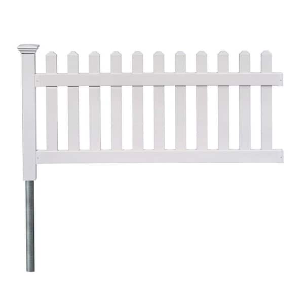 Photo 1 of 3 ft. x 6 ft. Newport Picket Fence W/Post and No-Dig Steel Pipe Anchor Kit