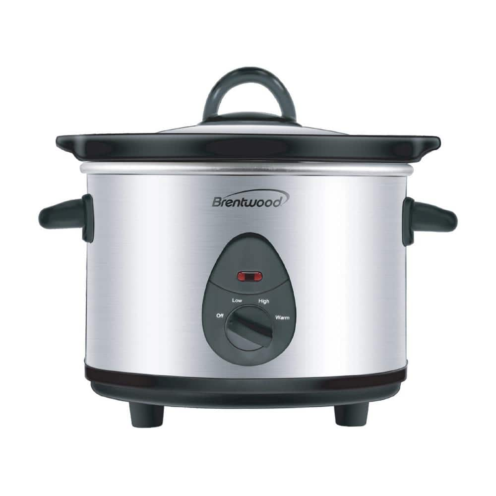 Brentwood 1.5 Qt. Silver Slow Cooker In Stainless Steel With 3 Settings ...