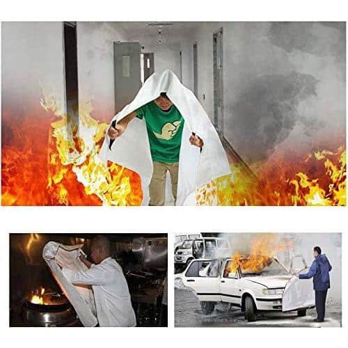 EKIEUDL - 3.3 x 3.3 ft. Fire Blankets Fiberglass Retardant, Flame Suppression Tool, Emergency Survival Kit Durable (4-Pack)