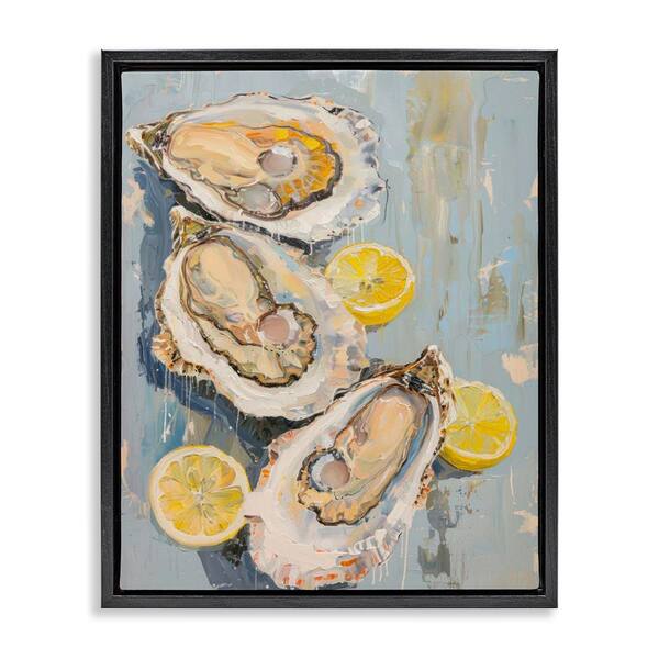 Oysters & Lemon Slices by LSR Design Studio Black Floater Frame Food Graphic Art Print 31 in. x 25 in.