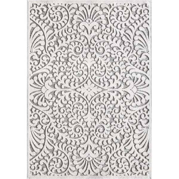 My Texas House Bluebonnets Gray 5 ft. x 8 ft. Indoor/Outdoor Area Rug