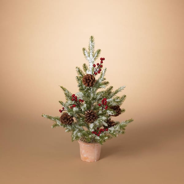 GERSON INTERNATIONAL Elegant 22 in. Potted Pine Tree with Berries and Pinecones