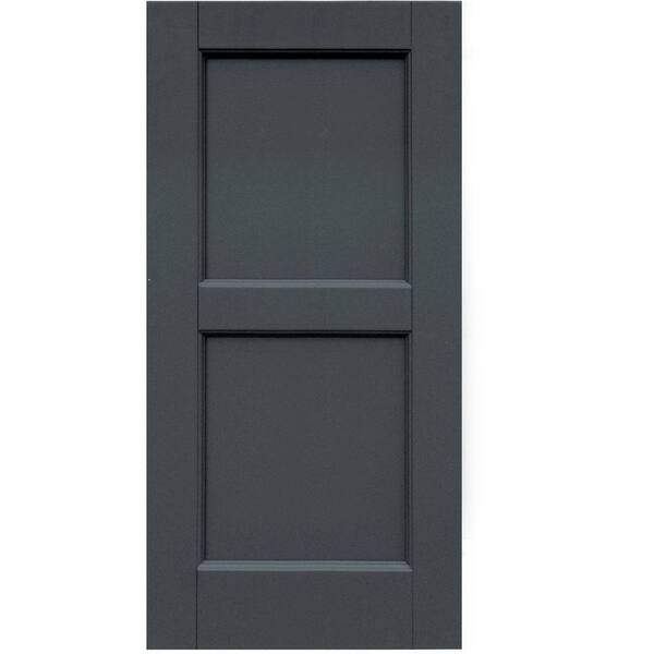 Winworks Wood Composite 15 in. x 31 in. Contemporary Flat Panel Shutters Pair #663 Roycraft Pewter