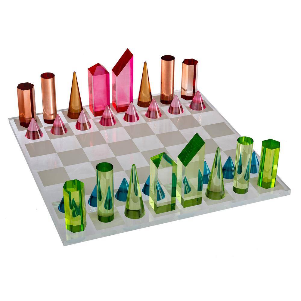 Modern Acrylic Chess Set with Colorful Game Pieces