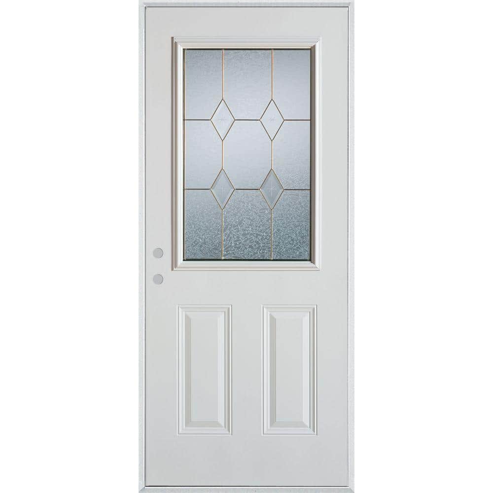Geometric 32 in x 80 in 2 Panel Right-Hand/Inswing 1/2 Lite White Primed Smooth Fiberglass Prehung Front Door price history on PriceWatchPro