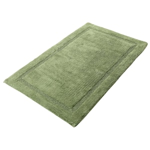 Regency Sage Green 24 in. x 17 in. and 34 in. x 21 in. 2-Piece Set Cotton Spray Non-Skid Backing Washable Bath Rug