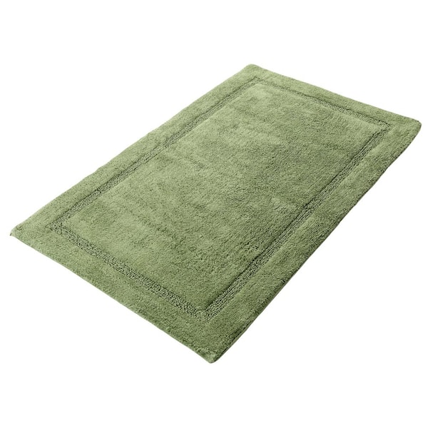 Saffron Fabs Regency Sage Green 24 in. x 17 in. and 34 in. x 21 in. 2-Piece Set Cotton Spray Non-Skid Backing Washable Bath Rug