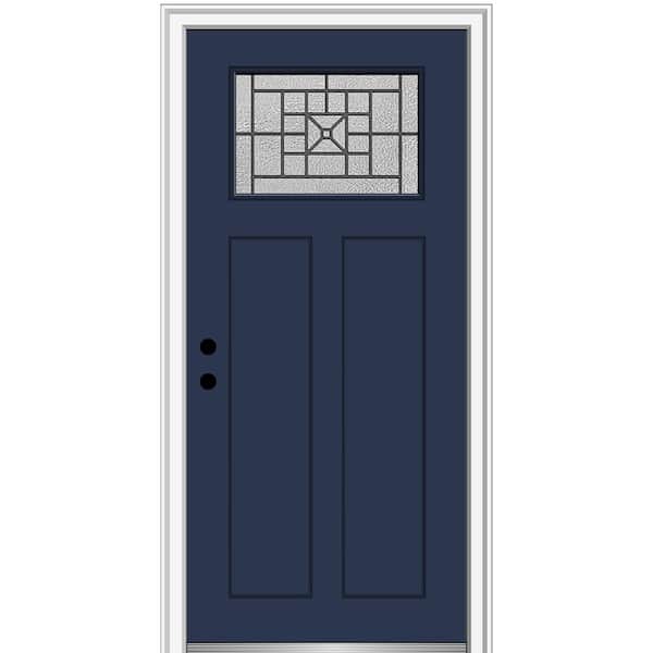 MMI Door 32 in. x 80 in. Courtyard Right-Hand 1-Lite Decorative Craftsman 2-Panel Painted Fiberglass Smooth Prehung Front Door