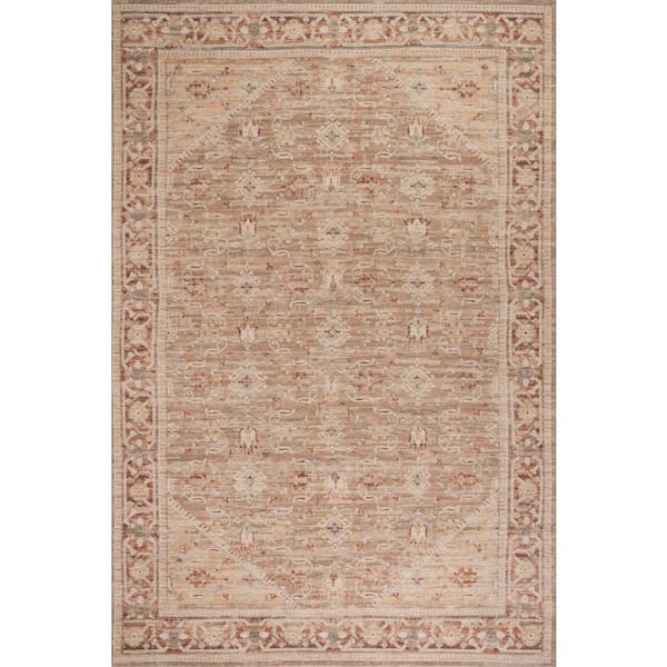 Nysera Traditional Bordered Area Beige 7 ft. x 9 ft. Indoor Area Rug