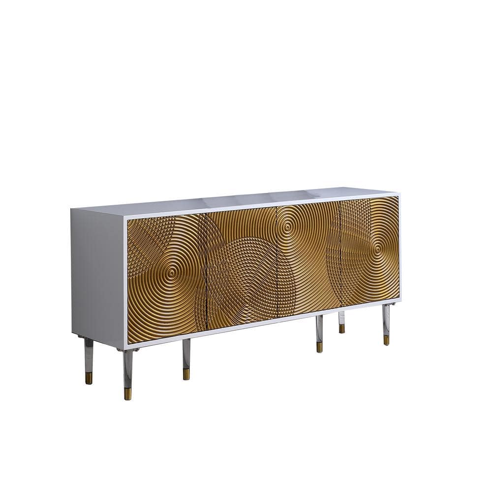 Best Master Furniture Stewart 65 in. Bronze High Gloss with Gold Accent Modern Sideboard T1952WS