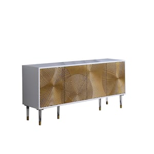 Stewart 65 in. Bronze High Gloss with Gold Accent Modern Sideboard