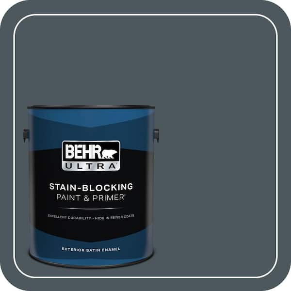 BEHR ULTRA 1 gal. #N470-7 Submarine Gray Satin Enamel Exterior Paint & Primer