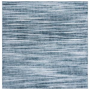 Lagoon Navy/Ivory 7 ft. x 7 ft. Striped Gradient Square Area Rug