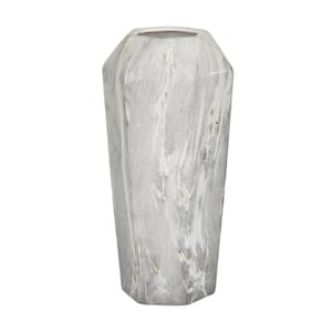 14 in. Black Faux Marble Ceramic Decorative Vase