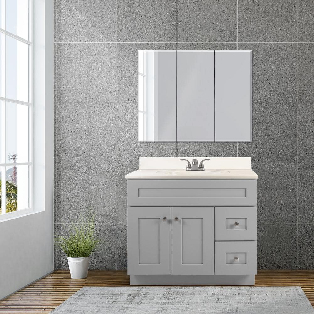 Brookings 37" Gray Wood Vanity with Cultured Marble Top