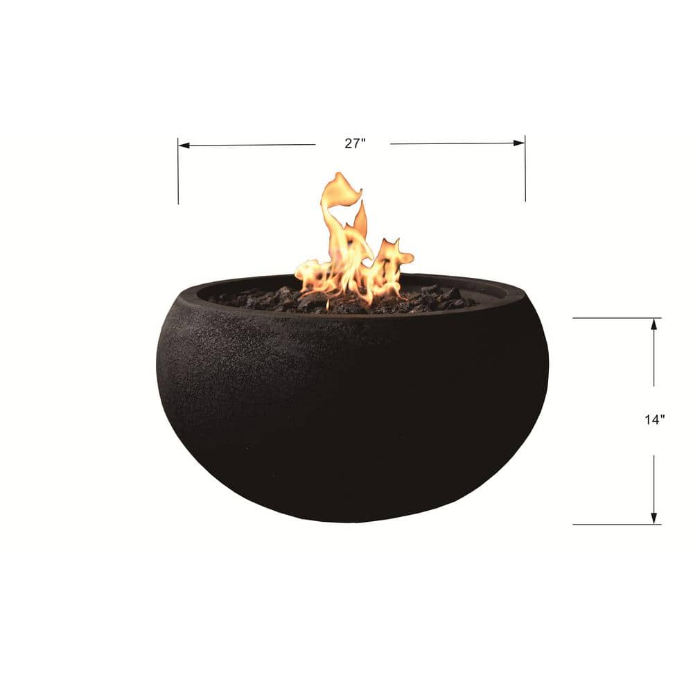 York Black Concrete Natural Gas Fire Pit Table