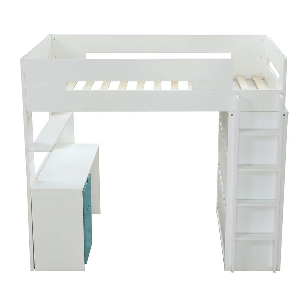 Acme Furniture Nerice White and Teal 38 in. x 80 in. Loft Bed 38045 ...