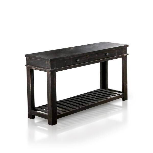 Furniture of America West Union 48 in. Rustic Black Rectangle Wood