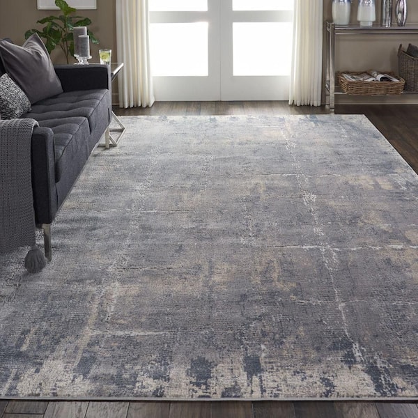Rustic Textures Grey/Beige 9 ft. x 13 ft. Abstract Contemporary Area Rug