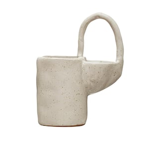 White Speckled Finish Stoneware Sponge and Brush Holder
