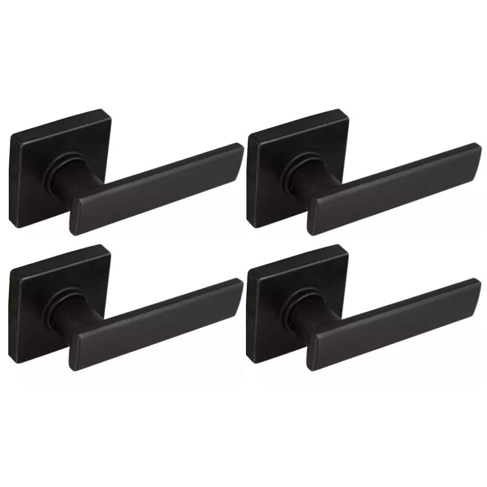 Westwood Matte Black Hall/Closet Door Lever with Square Rose (4-Pack)
