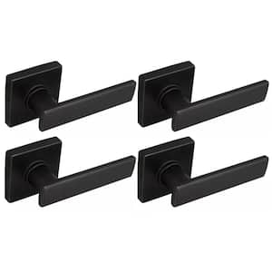Westwood Matte Black Hall/Closet Door Lever with Square Rose (4-Pack)