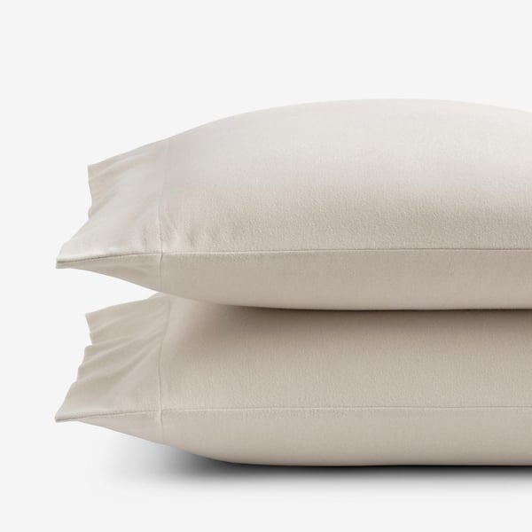 The Company Store Company Cotton Solid Velvet Flannel Oatmeal King Pillowcase (Set of 2)