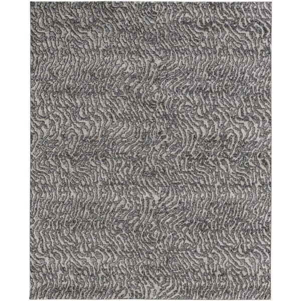 HomeRoots 8 x 10 Gray, Ivory Abstract Area Rug