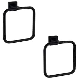 Bath Wall Mounted Towel Ring in Stainless Steel Matte Black-2 pack