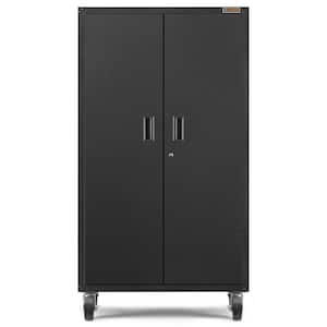 36 in. W x 66 in. H x 18 in. D 3-Shelves Steel Mobile Storage Freestanding Cabinet in Hammered Granite