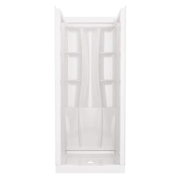 Classic 500 32 in. L x 32 in. W x 72 in. H 4-Piece Alcove Shower Kit with Shower Wall and Shower Pan in High Gloss White
