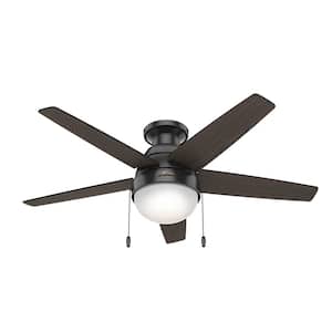 Parmer 46 in. LED Indoor Matte Black Flush Mount Ceiling Fan with Light Kit