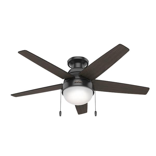 Hunter Parmer 46 in. LED Indoor Matte Black Flush Mount Ceiling Fan with Light Kit