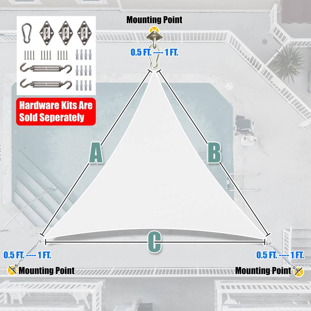 28' x 28' x 28' White Triangle Patio Sun Shade Sail Canopy