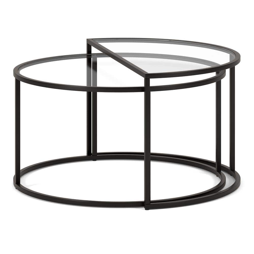 Blackened Bronze Round Glass Nesting Coffee Table Set