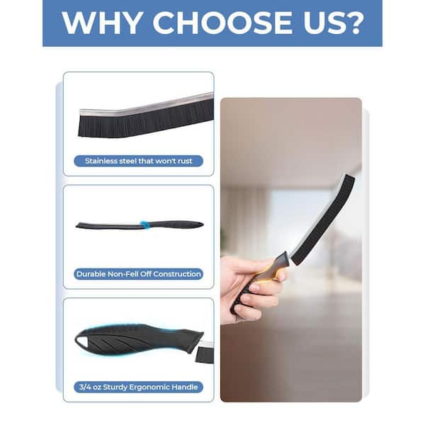 Justincity Crevice Cleaning Brush 8.8 in. Ergonomic Hard Bristles