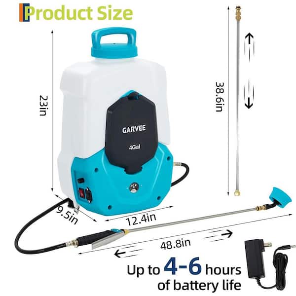 Garvee 4 gal. Backpack Sprayer, 12-Volt Battery Powered Electric