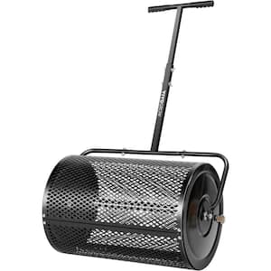 132 lbs. 24 in. Steel Compost Spreader with Adjustable T-Shaped Handle in Black