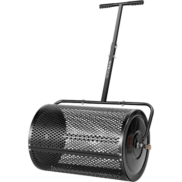 VIVOGROW 132 lbs. 24 in. Steel Compost Spreader with Adjustable T-Shaped Handle in Black