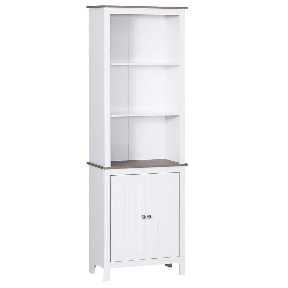 HOMCOM White Storage Cabinet, Bathroom Linen Tower, Kitchen Cupboard ...