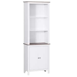 White Storage Cabinet, Bathroom Linen Tower, Kitchen Cupboard, Cabinet, Bookcase with Double Door 3-Tier Shelf