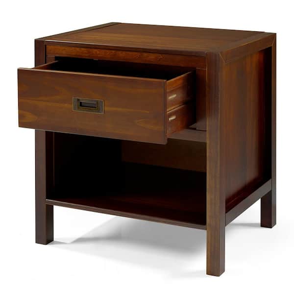 1-Drawer Classic Solid Wood Nightstand - Walnut